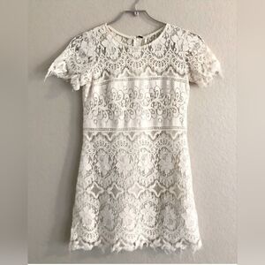 Free People Distressed Straight Laced Shift Dress Sz 0 Cream (fits like a sz 2)